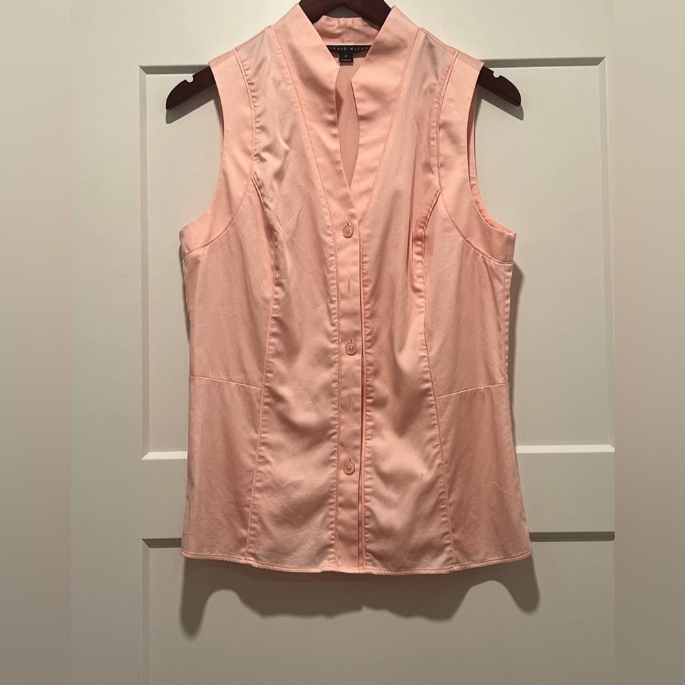 ANTONIO MELANI Pink Fitted Sleeveless Blouse